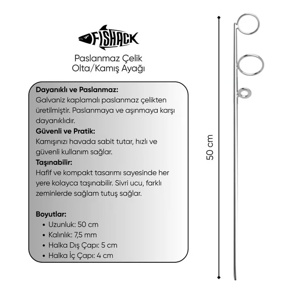 Olta Kamış Ayağı - Paslanmaz Çelik - Fishack - Galvaniz Kaplamalı - 10'lu - Görsel 6