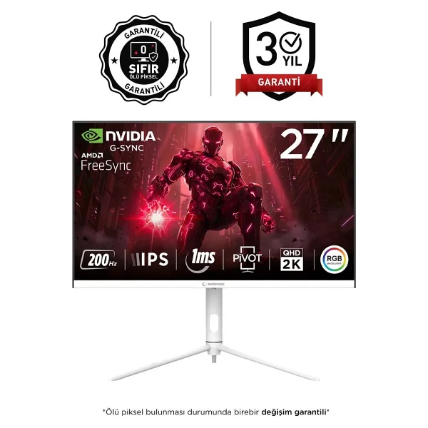 Rampage Glacıer Gl27r200q Siyah 27" 1 Ms 2k Pivot Ips 200 Hz Oyuncu Monitörü - Görsel 10