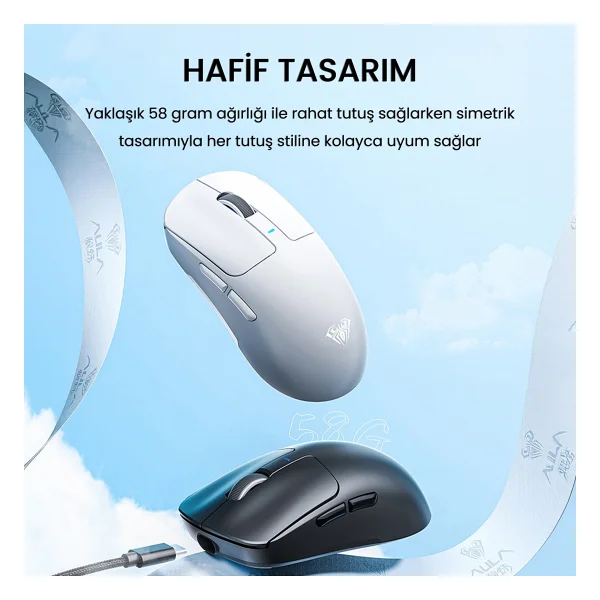 Aula Sc680 Sarı Optik Kablolu/Kablosuz Oyuncu Mouse - Görsel 4