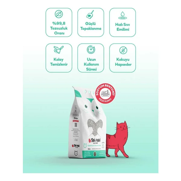 Toi Moi 4lü Avantaj Paketi Kokuya Hassas Topaklanan Tozsuz Kokusuz Bentonit Kedi Kumu 4x5kg - Görsel 3