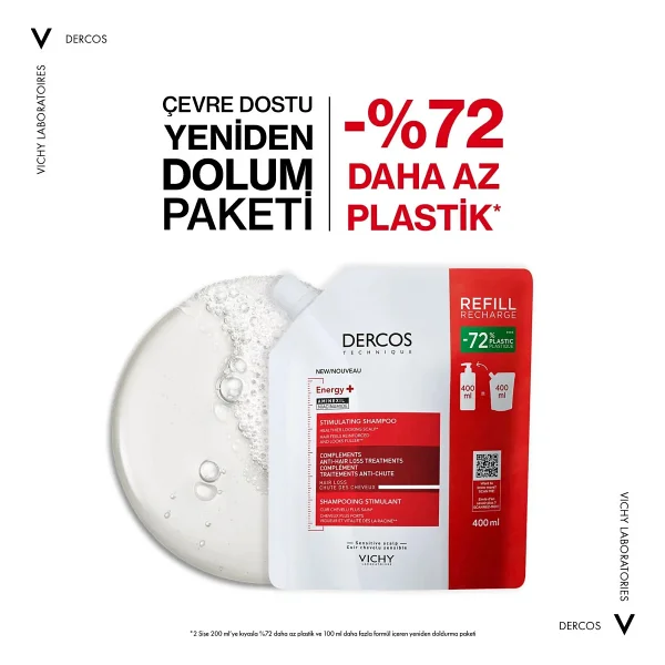 Vichy Dercos Energising Şampuan Dökülme Karşıtı Etkiyle 400 Ml Yeniden Dolum Paketi - Görsel 2