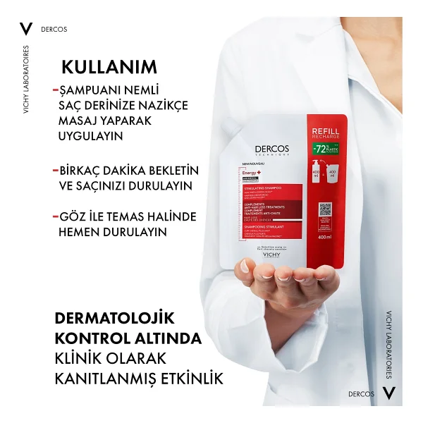 Vichy Dercos Energising Şampuan Dökülme Karşıtı Etkiyle 400 Ml Yeniden Dolum Paketi - Görsel 9