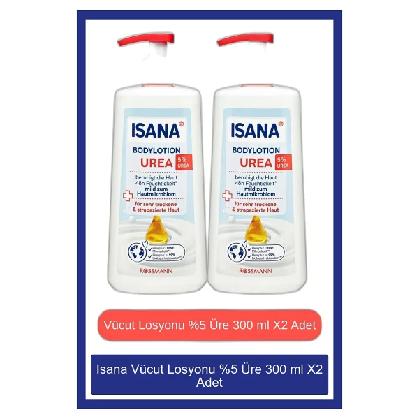 Isana Vücut Losyonu %5 Üre Nemlendirici Etki 600 Ml İki Adet Hassas Ciltler İçin - Görsel 2