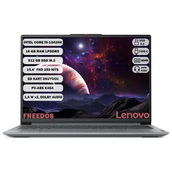 Lenovo Ideapad Slim 3 15ırh8 83em00kytr İ5-13420h 16 GB 512 GB SSD UHD Graphics 15.6" Free Dos Full HD Notebook - Görsel 10