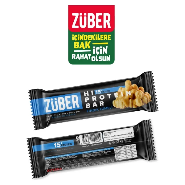 Züber Fındık Ezmeli 45 Gr 12'li Yüksek Protein Bar - Görsel 5