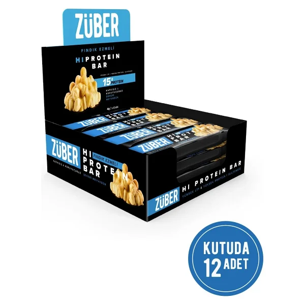 Züber Fındık Ezmeli 45 Gr 12'li Yüksek Protein Bar - Görsel 7