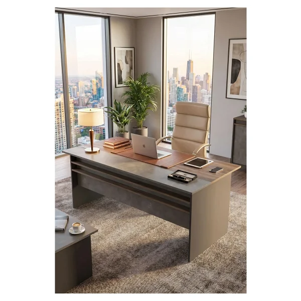 Yurudesign Vista A Ofis Masası 180cmx90cm Kahve-Beton-Antrasit Vs1-Cga - Görsel 4