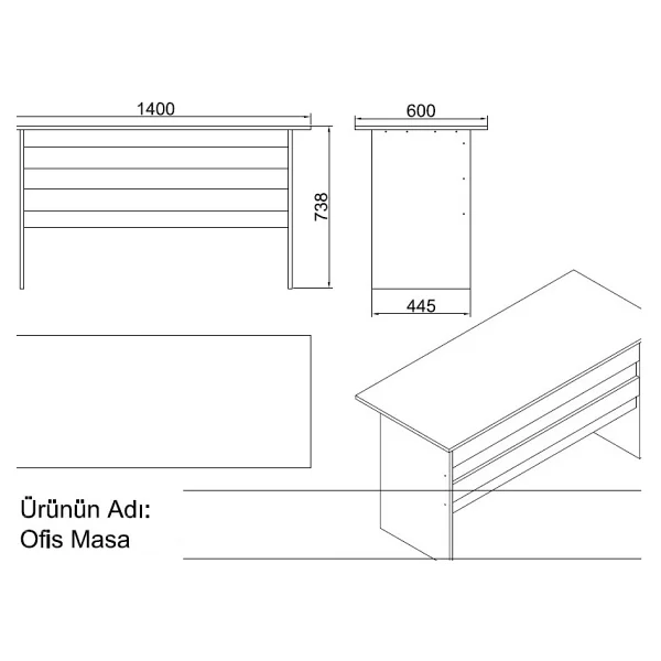 Yurudesign Vario Abc Ofis Büro Masa Takımı Barok-Antrasit - Görsel 2