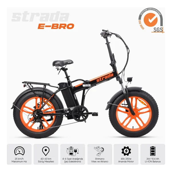 Strada E-Bro 250 W Katlanabilir Elektrikli Bisiklet - Görsel 7