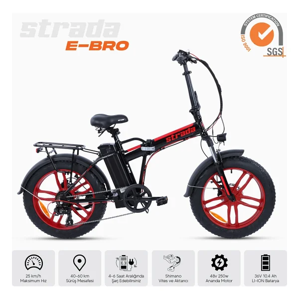 Strada E-Bro 250 W Katlanabilir Elektrikli Bisiklet - Görsel 10
