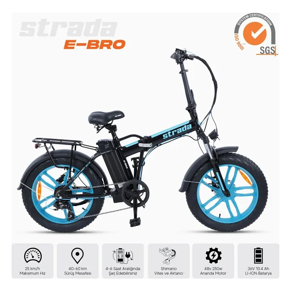 Strada E-Bro 250 W Katlanabilir Elektrikli Bisiklet - Görsel 9