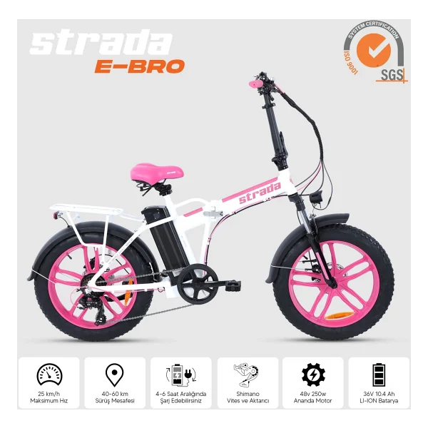 Strada E-Bro 250 W Katlanabilir Elektrikli Bisiklet - Görsel 8