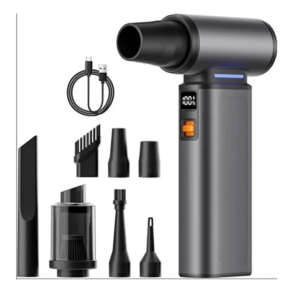 Violent Turbo Jet Fan 130000rpm Ultra Güçlü Motor Güçlü Vakum 4000mah Bataryalı Üflemeli - Gri - Görsel 2
