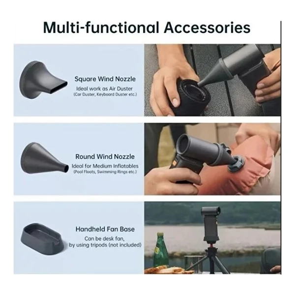 Violent Turbo Jet Fan 130000rpm Ultra Güçlü Motor Güçlü Vakum 4000mah Bataryalı Üflemeli - Gri - Görsel 5