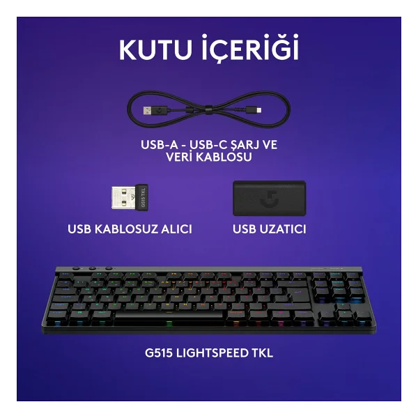 Logitech G515 Lightspeed Tkl RGB Tactile Switch Kablolu/Kablosuz Mekanik Oyuncu Klavyesi - Görsel 5