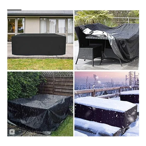 Coverplus Su Geçirmez Bahçe Mobilya Koruma Örtüsü Siyah 300 X 200 X 80 Cm Dayanıklı Pvc Malzeme - Görsel 3
