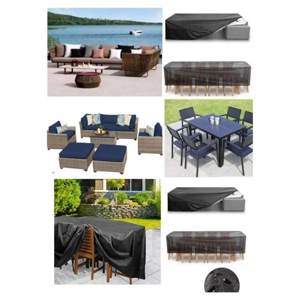 Coverplus Su Geçirmez Bahçe Mobilya Koruma Örtüsü Siyah 300 X 200 X 80 Cm Dayanıklı Pvc Malzeme - Görsel 5