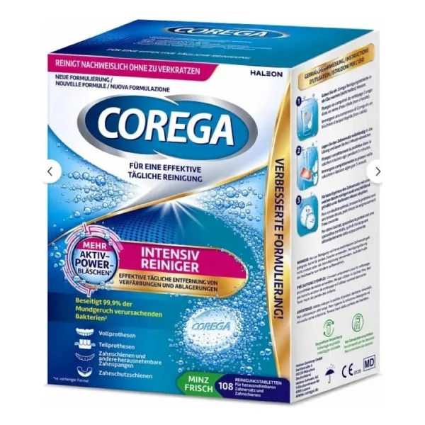 Corega Tablet 108'li Protez Temizleyici Günlük Kullanım İçin 99,9% Bakteri Temizleme Gücü - Görsel 2