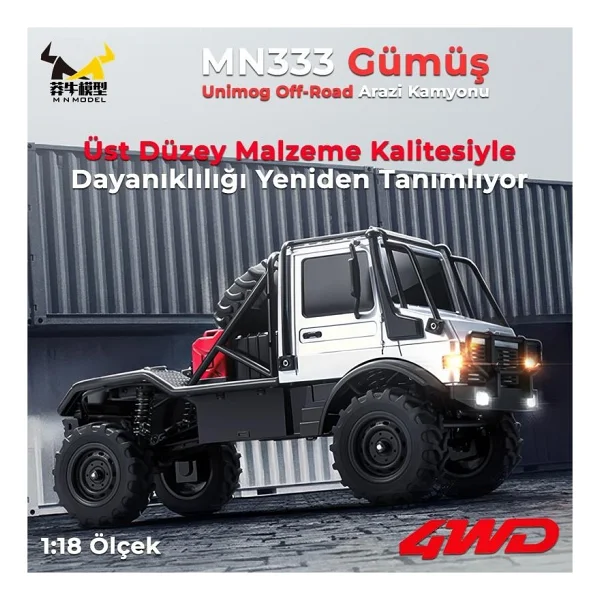 Mn Model Mn333 1/18 Mercedes Unimog U4000 4wd Rc Crawler Offroad Uzaktan Kumandalı Araba Arazi Aracı Model Car Truck Rtr - Görsel 4