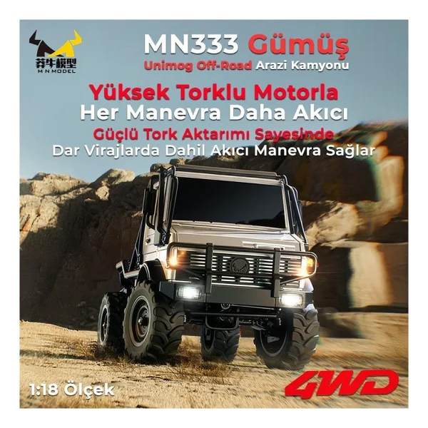 Mn Model Mn333 1/18 Mercedes Unimog U4000 4wd Rc Crawler Offroad Uzaktan Kumandalı Araba Arazi Aracı Model Car Truck Rtr - Görsel 5