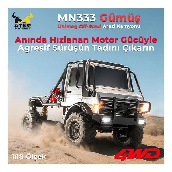 Mn Model Mn333 1/18 Mercedes Unimog U4000 4wd Rc Crawler Offroad Uzaktan Kumandalı Araba Arazi Aracı Model Car Truck Rtr - Görsel 7