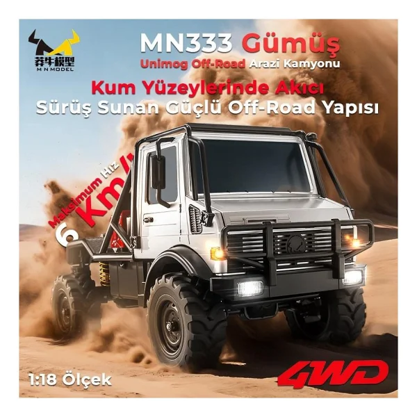 Mn Model Mn333 1/18 Mercedes Unimog U4000 4wd Rc Crawler Offroad Uzaktan Kumandalı Araba Arazi Aracı Model Car Truck Rtr - Görsel 8