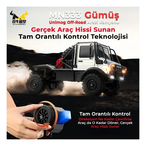 Mn Model Mn333 1/18 Mercedes Unimog U4000 4wd Rc Crawler Offroad Uzaktan Kumandalı Araba Arazi Aracı Model Car Truck Rtr - Görsel 10