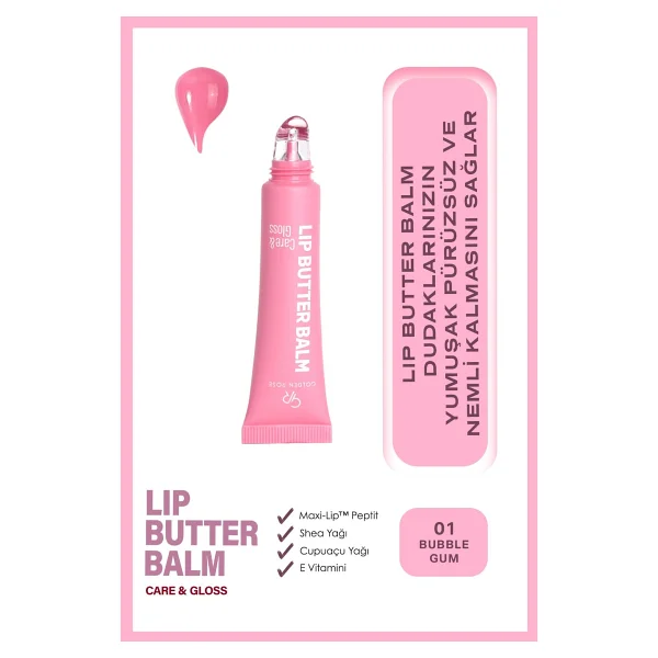 Golden Rose Butter Care & Gloss 01 Bubble Gum Renkli Dudak Balmı - Görsel 7