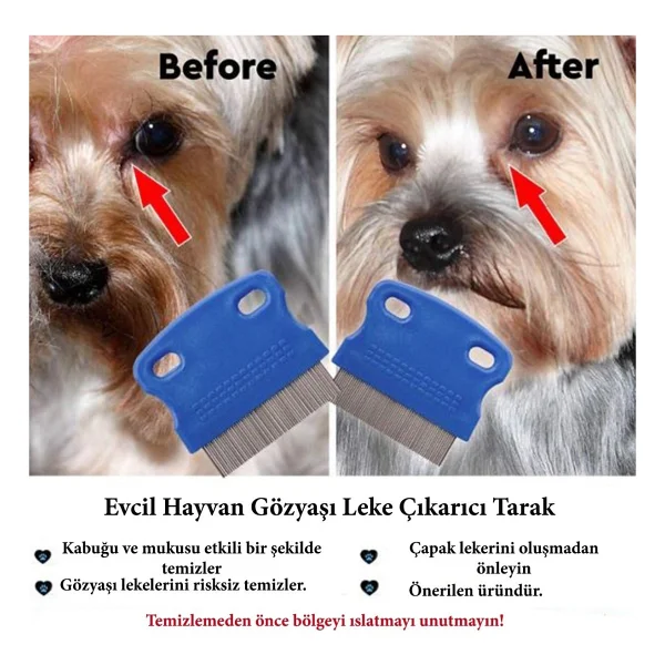 Buffer Evcil Hayvan Kedi Köpek Pire Tarağı Ve Köpek Gözyaşı Lekesi Tarağı - Görsel 5