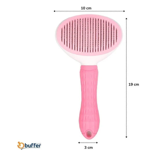 Buffer Kedi Köpek Tüy Toplayıcı Kendini Temizleyebilen Ergonomik Saplı Evcil Hayvan Tarağı Pembe - Görsel 5