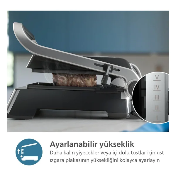 Philips 5000 Serisi, 2200 W, Çıkarılabilir Plaka, Izgara Için Tam Açılır 180 Derece Açılır Izgara, Isı Ayarlı Tost Makinesi + Onerous Tartı - Görsel 3