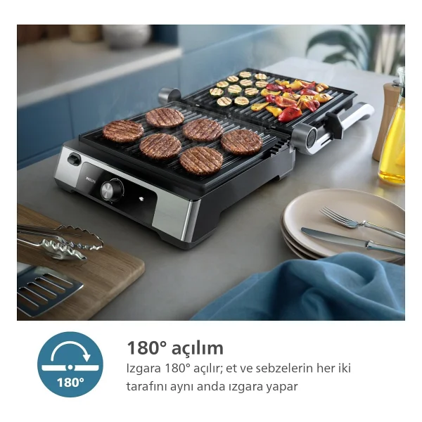 Philips 5000 Serisi, 2200 W, Çıkarılabilir Plaka, Izgara Için Tam Açılır 180 Derece Açılır Izgara, Isı Ayarlı Tost Makinesi + Onerous Tartı - Görsel 4