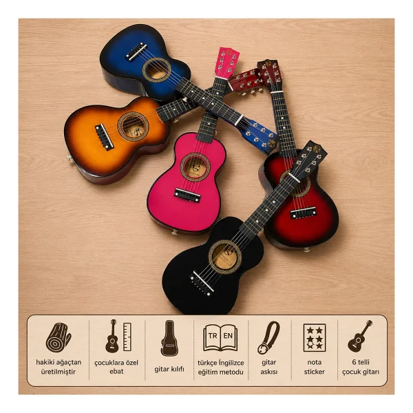 Fourtune Loki T-80sb 6 Telli Sunburst Çocuk Gitarı Gerçek Ağaç - Görsel 5
