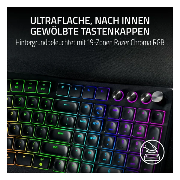 Razer Pro Type Ergo RGB Scissor Membrane Switch Kablolu/Kablosuz Klavye - Görsel 3