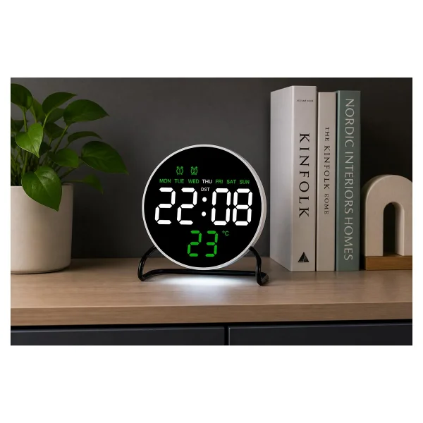 Valkyrie LED Dijital Masa Saati Alarm Sıcaklık Takvim Göstergeli USB Gece Işıklı Masa Saati Çift Alarm - Görsel 4