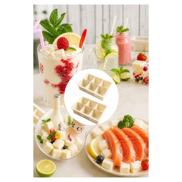 Evolis Kitchen 1 Adet (6 Bölmeli Büyük Boy Silikon Buz Kalıbı Silikon Kare Buzluk Kokteyl Çok Amaçlı (Krem) - Görsel 2