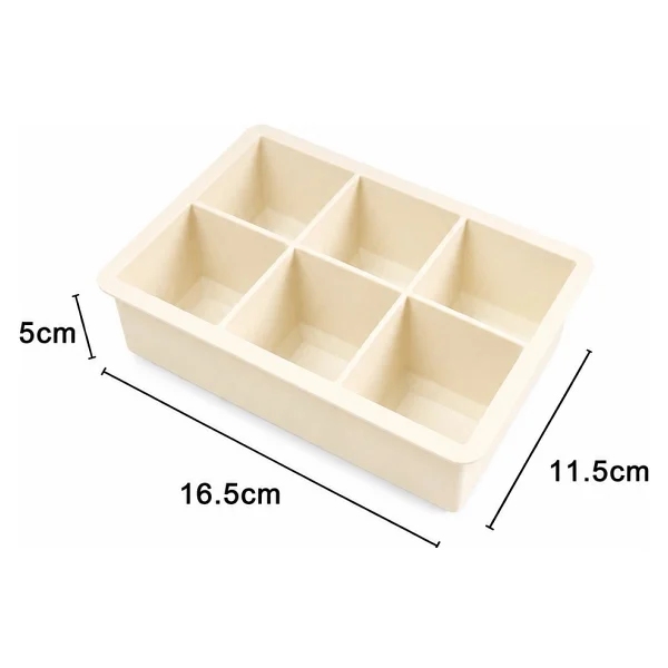 Evolis Kitchen 1 Adet (6 Bölmeli Büyük Boy Silikon Buz Kalıbı Silikon Kare Buzluk Kokteyl Çok Amaçlı (Krem) - Görsel 4
