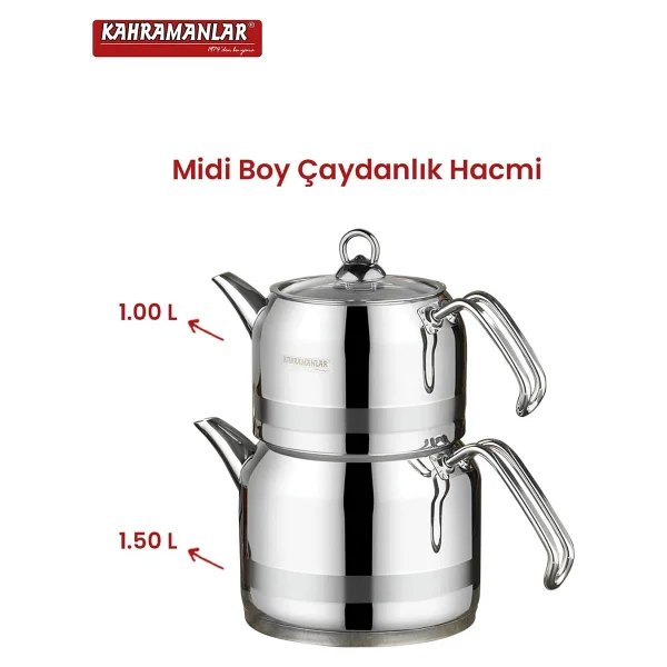 Kahramanlar Enza Tel Çelik Saplı Mini Boy Çaydanlık - Görsel 4