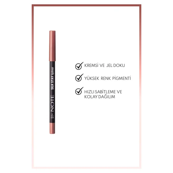 Note Cosmetique Silk Stay Waterproof 04 Berry Rose Dudak Kalemi - Görsel 4