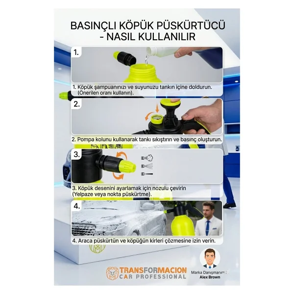 Transformacion Basınçlı Köpük Püskürtücü - Araç Yıkama Köpüğü Püskürtücü Oto Yıkama Pompası Köpük Püskürtme Şişesi 723171 - Görsel 7