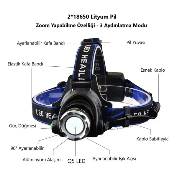 Cata Ct-9123 Ledli Kafa Lambası Beyaz Işık Portatif Aydınlatma Ve Şarj Özellikleri - Görsel 5