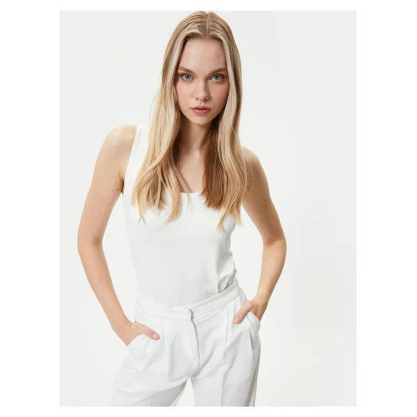 Koton Askılı Atlet Basic U Yaka Slim Fit - Beyaz - Görsel 2