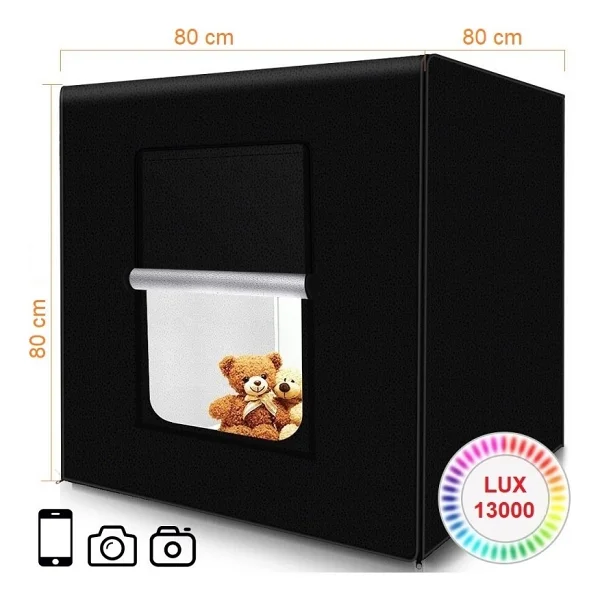 Triline 80x80cm Profesyonel Stüdyo LED Işıklı Ürün Fotoğraf Çekim Çadırı - Görsel 2