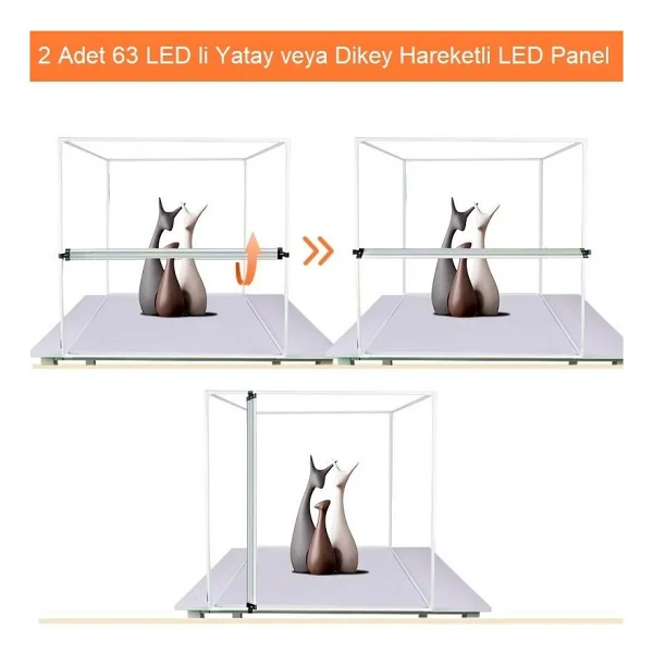 Triline 80x80cm Profesyonel Stüdyo LED Işıklı Ürün Fotoğraf Çekim Çadırı - Görsel 4