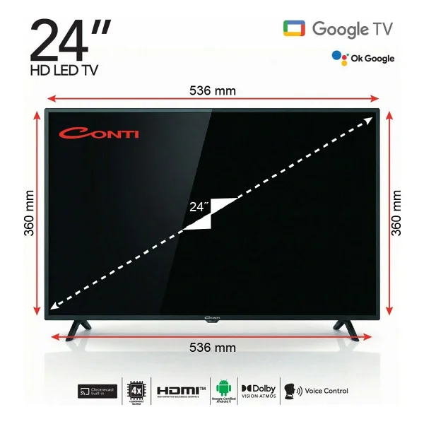 Conti Ct24gt300h HD 24" 61 Ekran Uydu Alıcılı Google Smart LED TV - Görsel 3