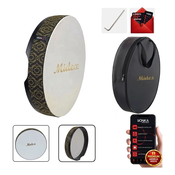Midex Br-511 Kaliteli Bendir Def Akort Ayarlı El Tutma Oyuklu Çantalı - Görsel 3