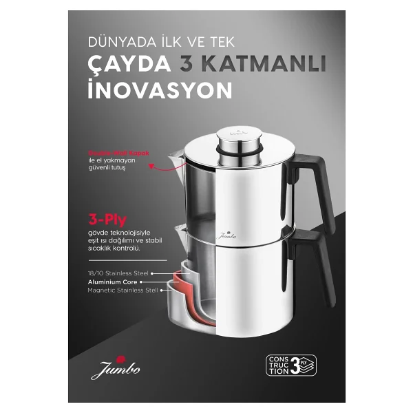 Jumbo Infinity Çelik Çaydanlık - Görsel 4