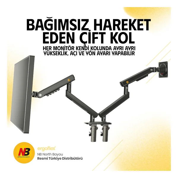 North Bayou A5c 17-32 İnç İki Kollu Amortisörlü Monitör Standı - Görsel 2
