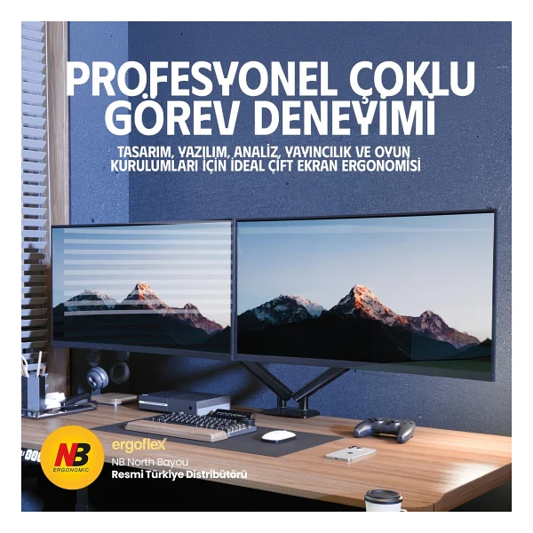 North Bayou A5c 17-32 İnç İki Kollu Amortisörlü Monitör Standı - Görsel 7