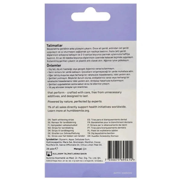The Humble Co. Diş Beyazlatma Bandı Nane Teeth Whitening Strips - Fresh Mint (28 Strips) - Görsel 5